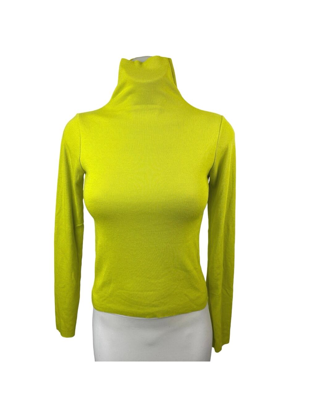 Storets Yellow Ribbed Turtleneck Long Sleeve Stretch Pullover Sweater Top S/M